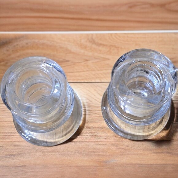 CLEAR DEPRESSION GLASS Vintage Candlestick Holders 2 1/2" Plus 2 Smalle… - Picture 2 of 5